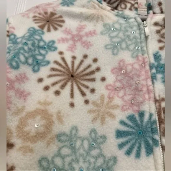 Alfred Dunner Snowflake Printed Fleece Jacket with Sequin Beads | Size Medium - Picture 3 of 5